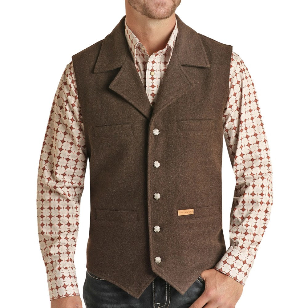 Powder River Mens Dark Heather Wool Vest - 98-1176-22