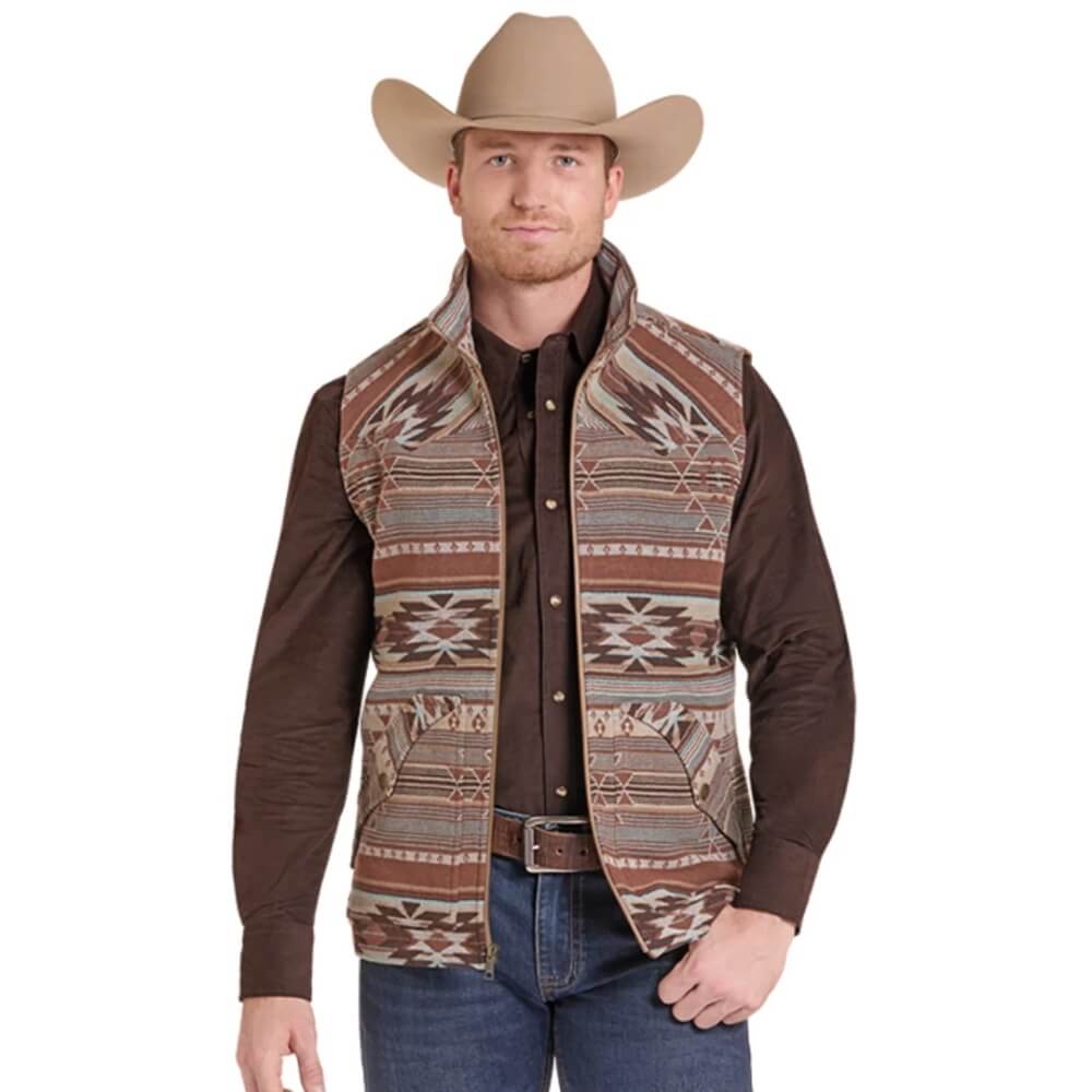 Powder River Mens Santa Fe Aztec Jacquard Vest - DM98C09229-90