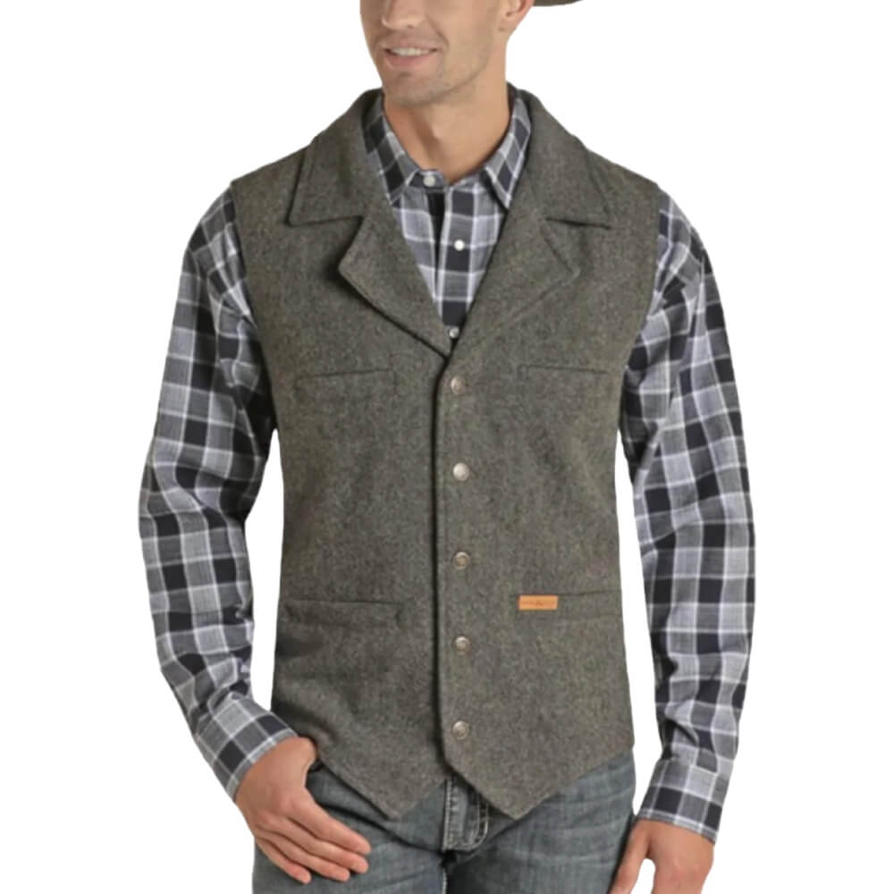 Powder River Mens Solid Montana Vest Charcoal - 98-1176-02