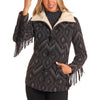 Powder River Womens Fringe Aztec Jacquard Coat - DW92C04060-01