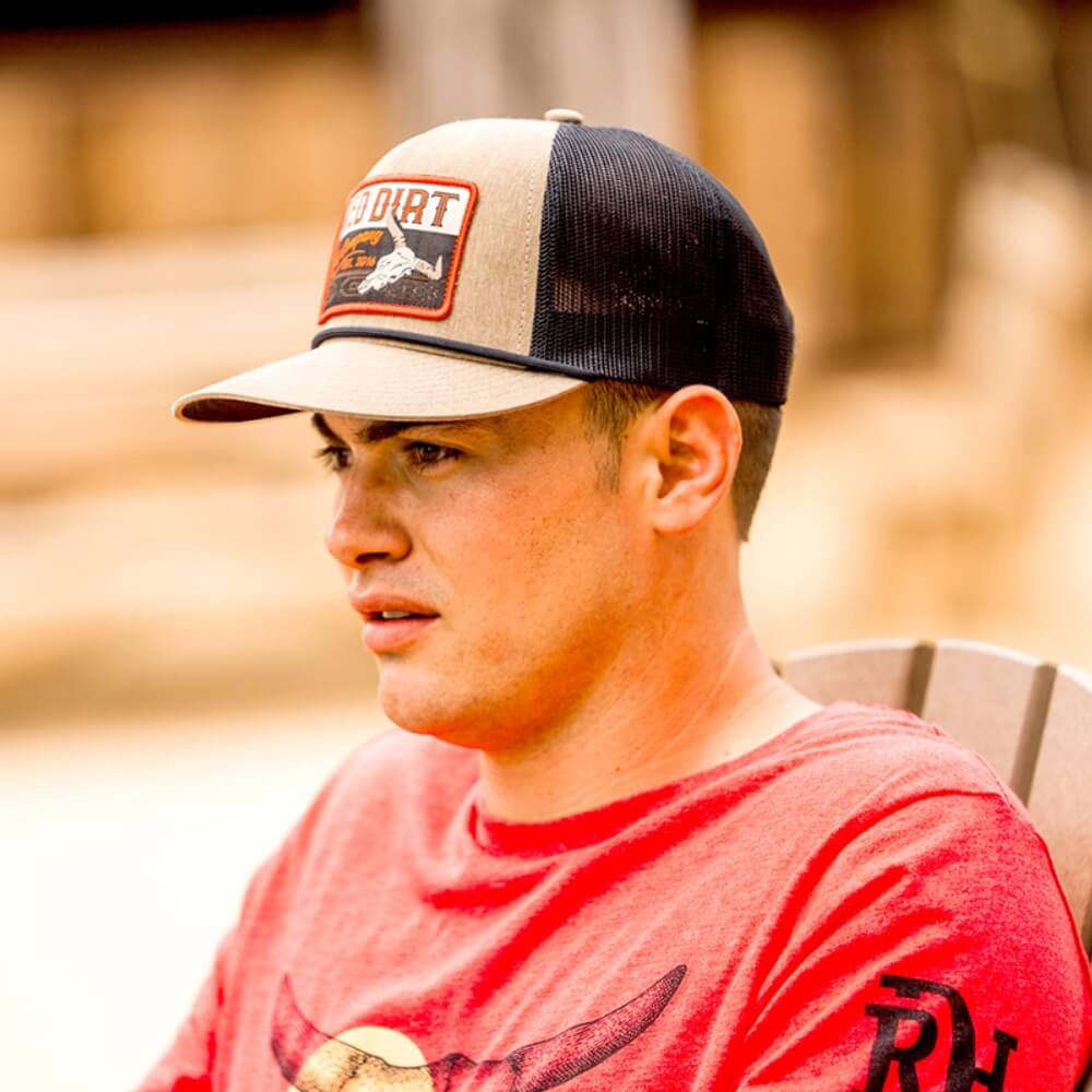 Red Dirt Mens Bones Flat Cap Heather Tan/Black - RDHC452