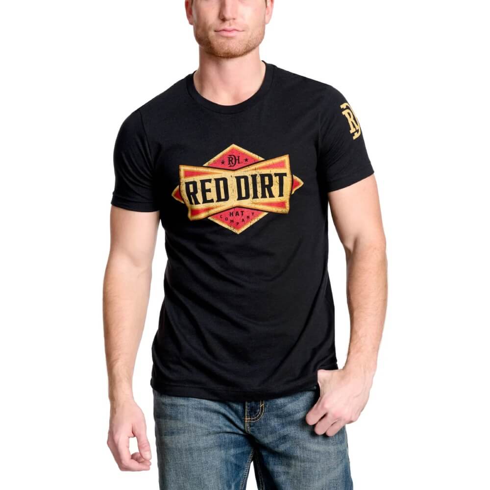 Red Dirt Mens Bowtie Logo Graphic T-Shirt Black - RDHC-T-164