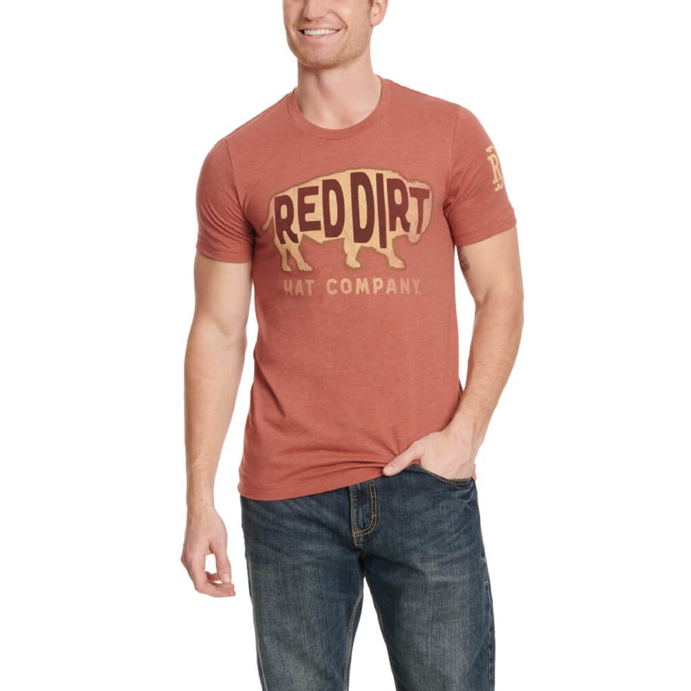 Red Dirt Mens Buffalo T-Shirt Red Clay - RDHC-T-138