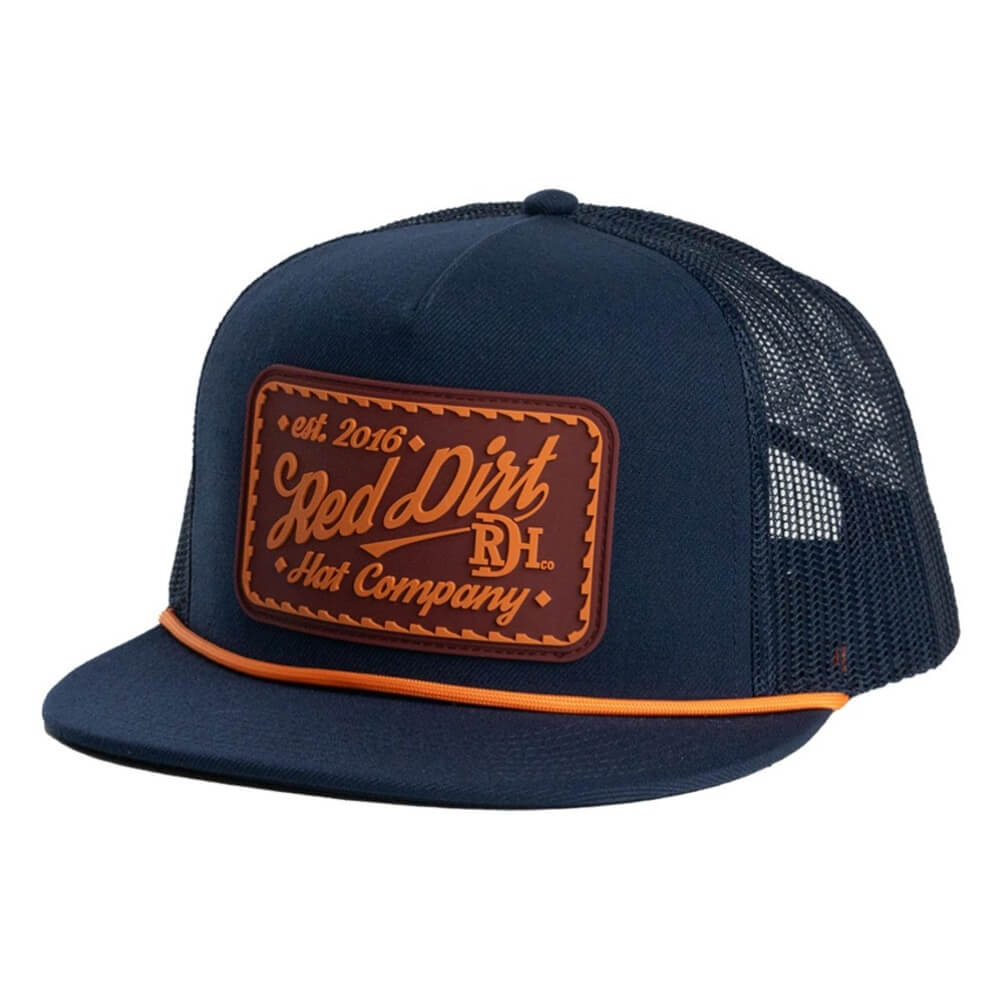 Red Dirt Mens Cowboy Up Flat Cap Navy/Orange - RDHC523