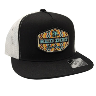 Red Dirt Mens Free Rein Flat Cap Black/White - RDHC419