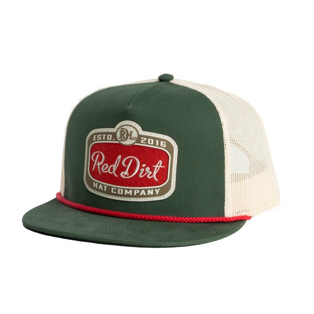 Red Dirt Mens Gitty Up Flat Cap Green/Khaki - RDHC520