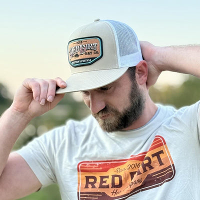 Red Dirt Mens Lifestyle Flat Cap Khaki/ White - RDHC484