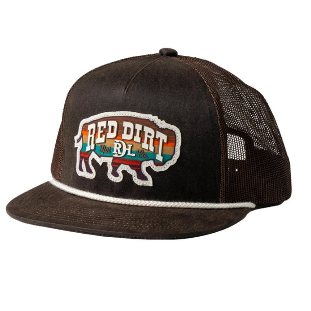 Red Dirt Mens Rustic Bison Flat Cap Brown - RDHC455