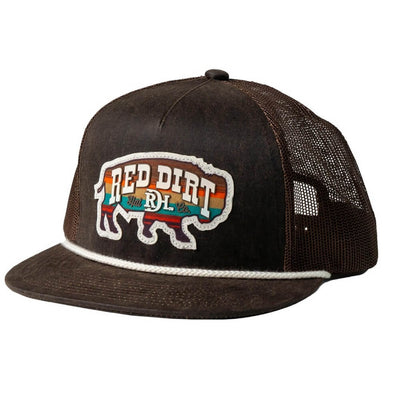 Red Dirt Mens Rustic Bison Flat Cap Brown - RDHC455