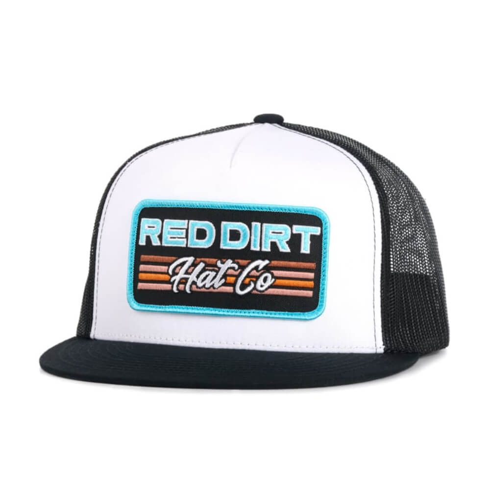 Red Dirt Mens White & Black Striped Patch Cap White & Black - RDHC487
