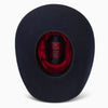 Black hat with red interior on a white background