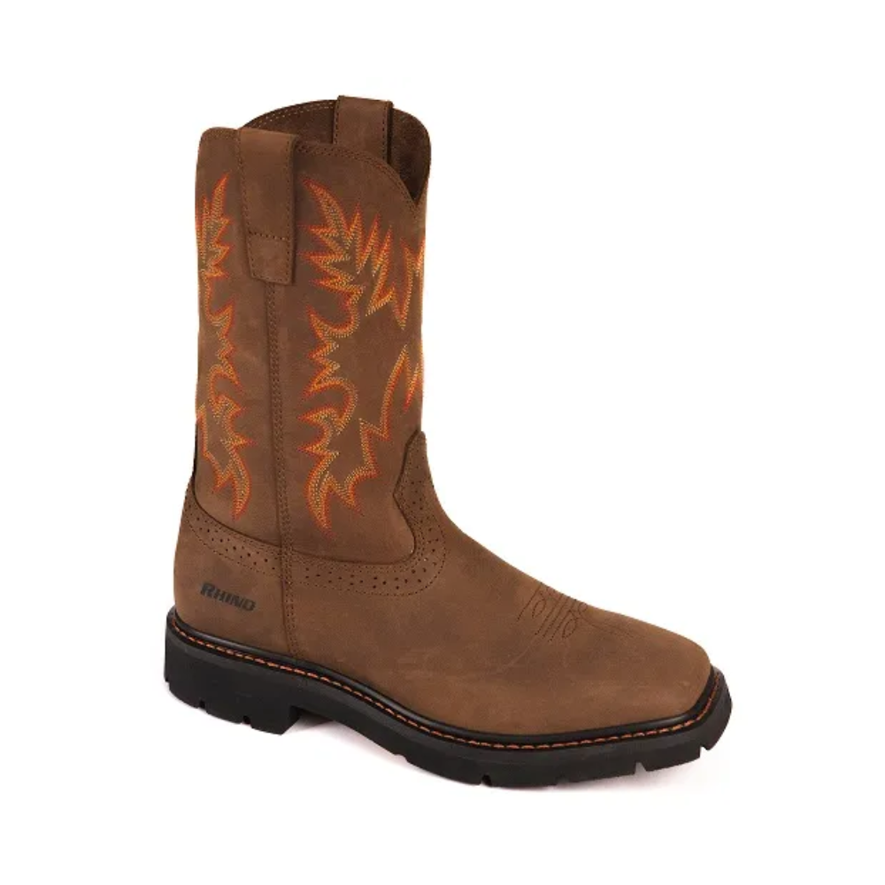 Rhino Mens Premium Western Work Boots Bark - 9RT05