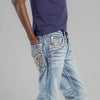 Rock Revival Mens Baxter Bootcut Jeans Light Blue - RP2318B227
