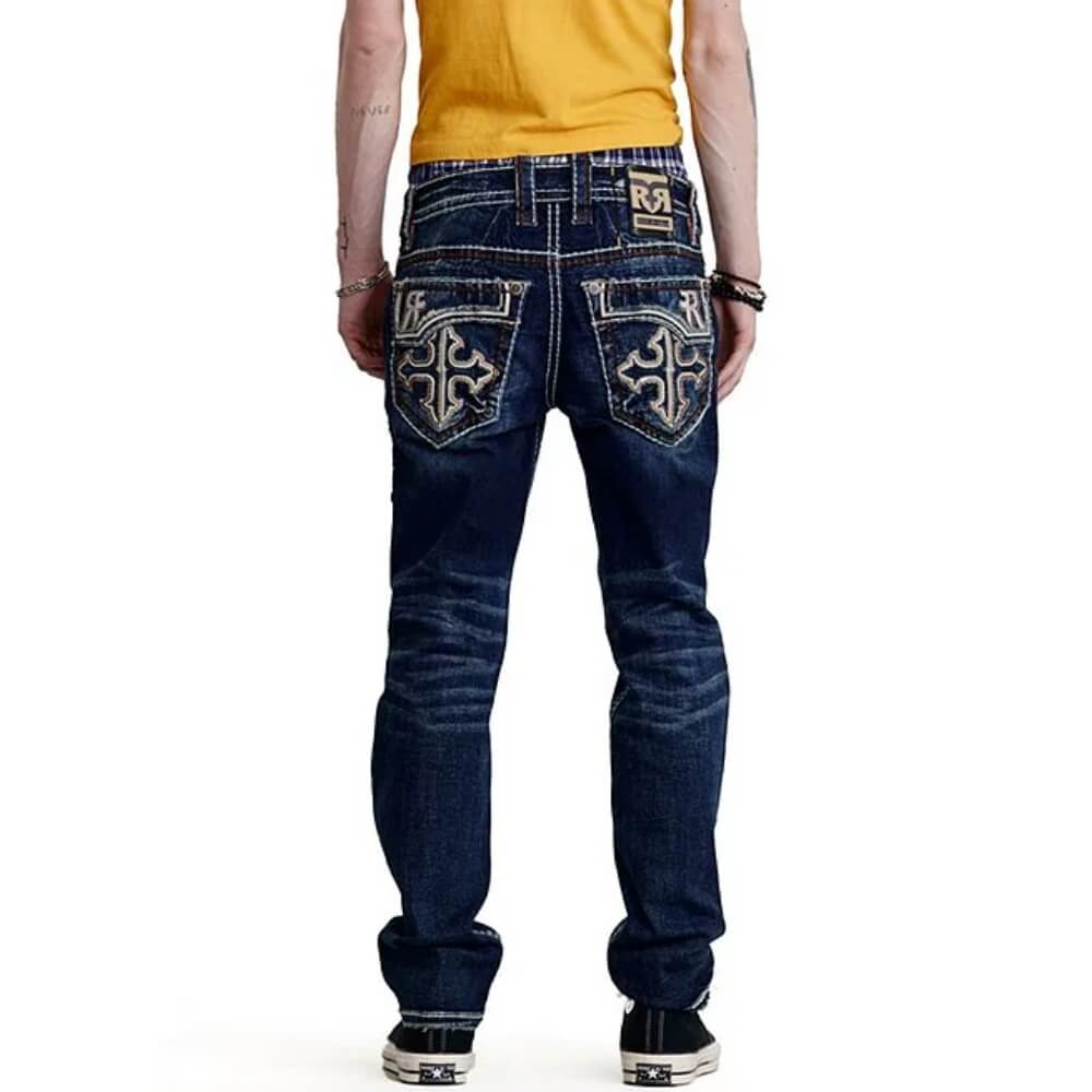 Rock Revival ストレートデニム ダークブルー 平成y2k Rock Revival Mens Camilo Straight Jeans Dark Blue Color