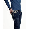 Rock Revival Mens Eggplant Straight Jeans Dark Blue - RP3500J209R