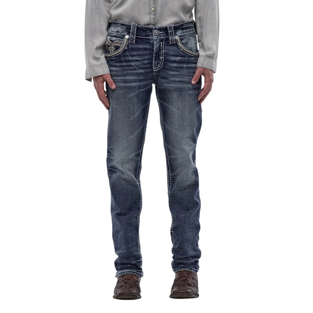 Rock Revival Mens Eggplant Straight Jeans Medium Blue - RP3500J217R