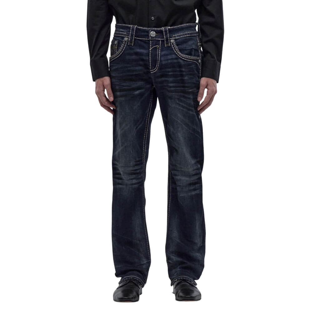 Rock Revival Mens Wes Bootcut Jeans Vintage Blue - RP5811B205R