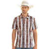 Rock & Roll Mens Aztec Print Polo Shirt Blue/Brown - BM51T08723-45