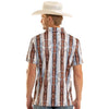 Rock & Roll Mens Aztec Print Polo Shirt Blue/Brown - BM51T08723-45