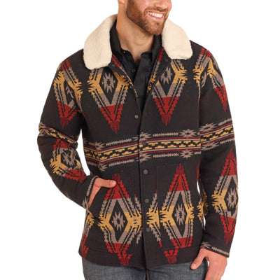 Rock & Roll Mens Black Aztec Jacquard Jacket