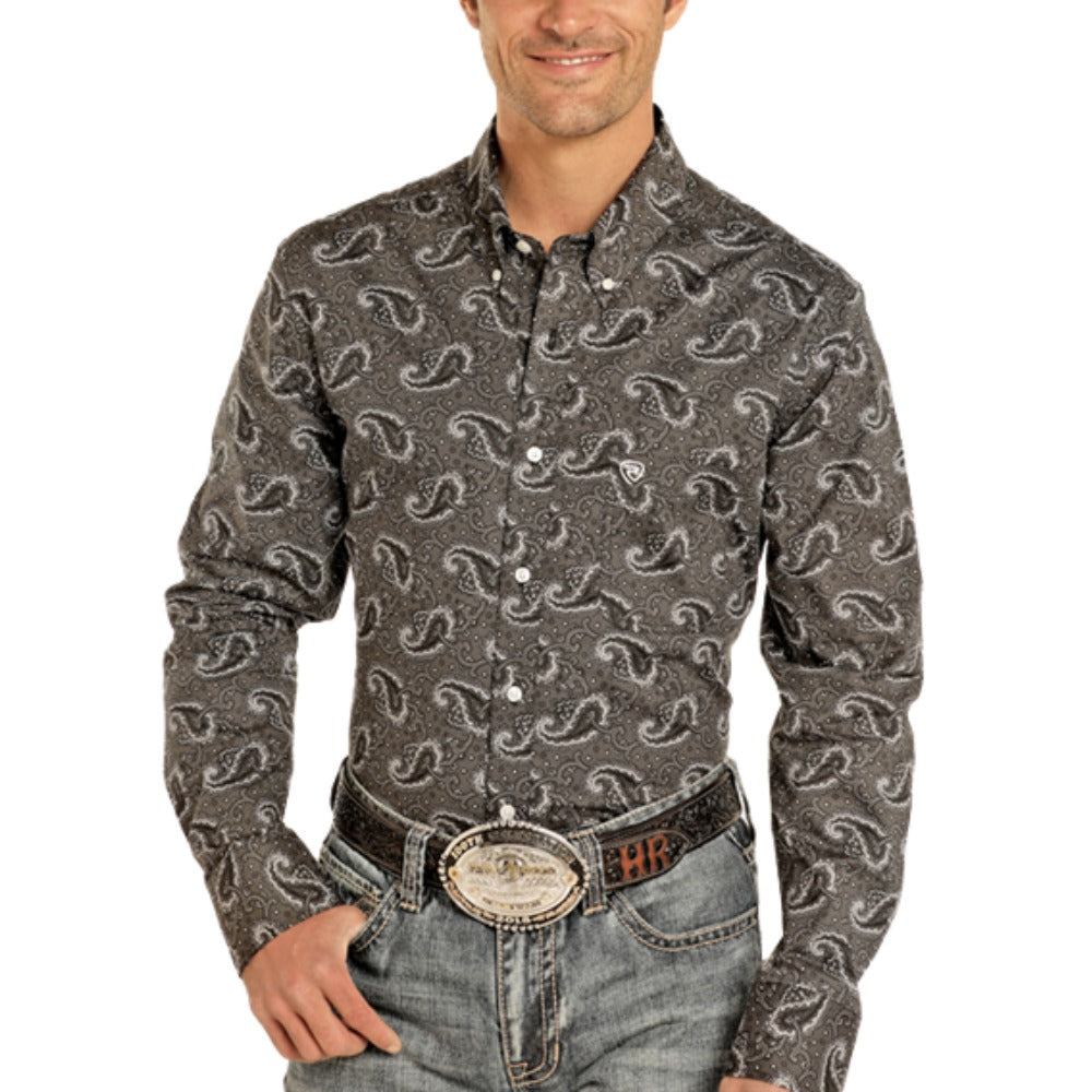 Rock & Roll Mens Black Paisley Shirt