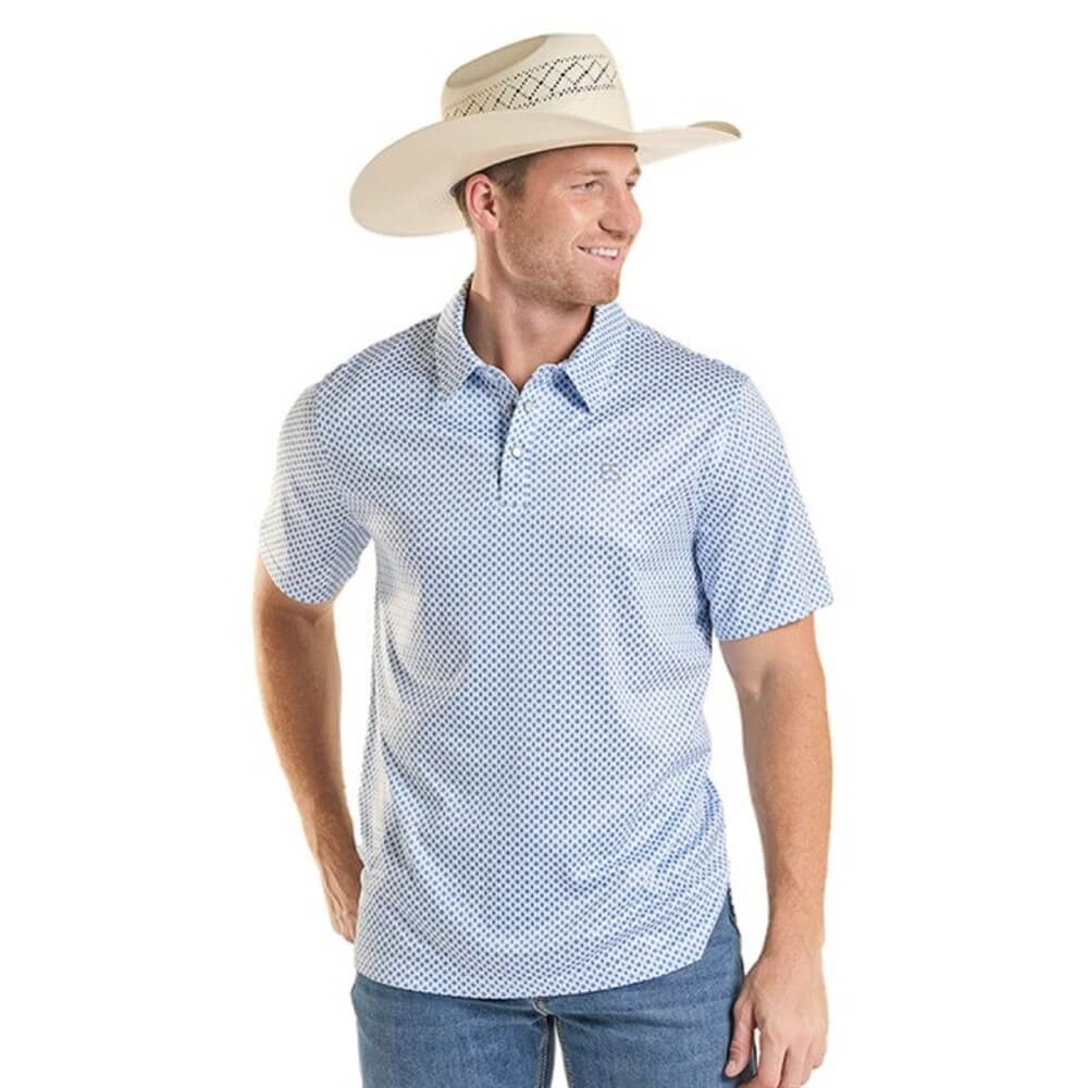 Rock & Roll Mens Diamond Snap Polo Shirt Blue - TM51T08972-45