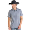 Rock & Roll Mens Medallion Print Polo Shirt Baby Blue - BM51T09595-49
