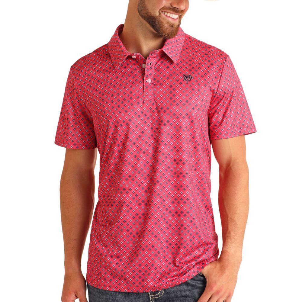 Rock & Roll Mens Pink Polo Shirt