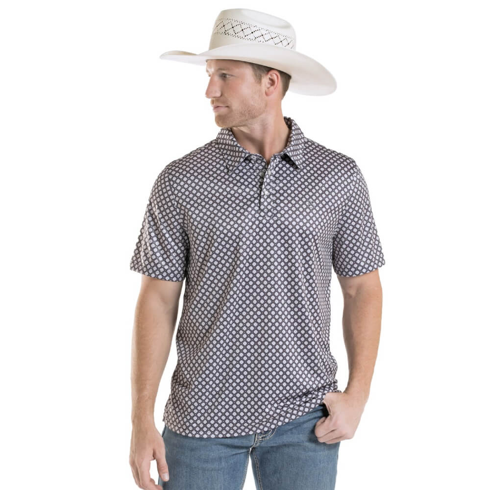 Rock & Roll Mens Print Polo Shirt Black/Grey - TM51T09004-01