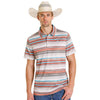 Rock & Roll Mens Serape Stripe Polo Shirt Tan - BM51T08344-27