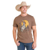 Rock & Roll Mens Short Sleeve Bronco Rider Graphic T-Shirt Taupe