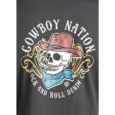 Rock & Roll Mens Short Sleeve Skull Graphic T-Shirt Black
