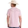 Rock & Roll Mens Stripe Snap Polo Shirt Pink - BM51T09060-15