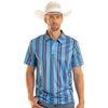Rock & Roll Mens Striped Print Polo Shirt Blue - BM51T08728-45