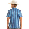 Rock & Roll Mens Striped Print Polo Shirt Blue - BM51T08728-45
