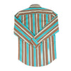 Rock & Roll Mens Striped Printed Shirt Turquoise/Brown - BMB2S08652-81