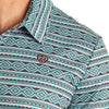 Rock & Roll Mens Teal Aztec Print Polo Shirt