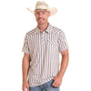 Rock & Roll Mens Western Stripe Polo Shirt Natural - BM51T09057-12