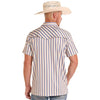 Rock & Roll Mens Western Stripe Polo Shirt Natural - BM51T09057-12
