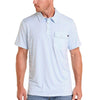 Rock & Roll Mens Western Stripe Polo Shirt White/Blue - BM51T09059-15