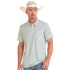 Rock & Roll Mens Western Stripes Polo Shirt Teal - BM51T09058-12