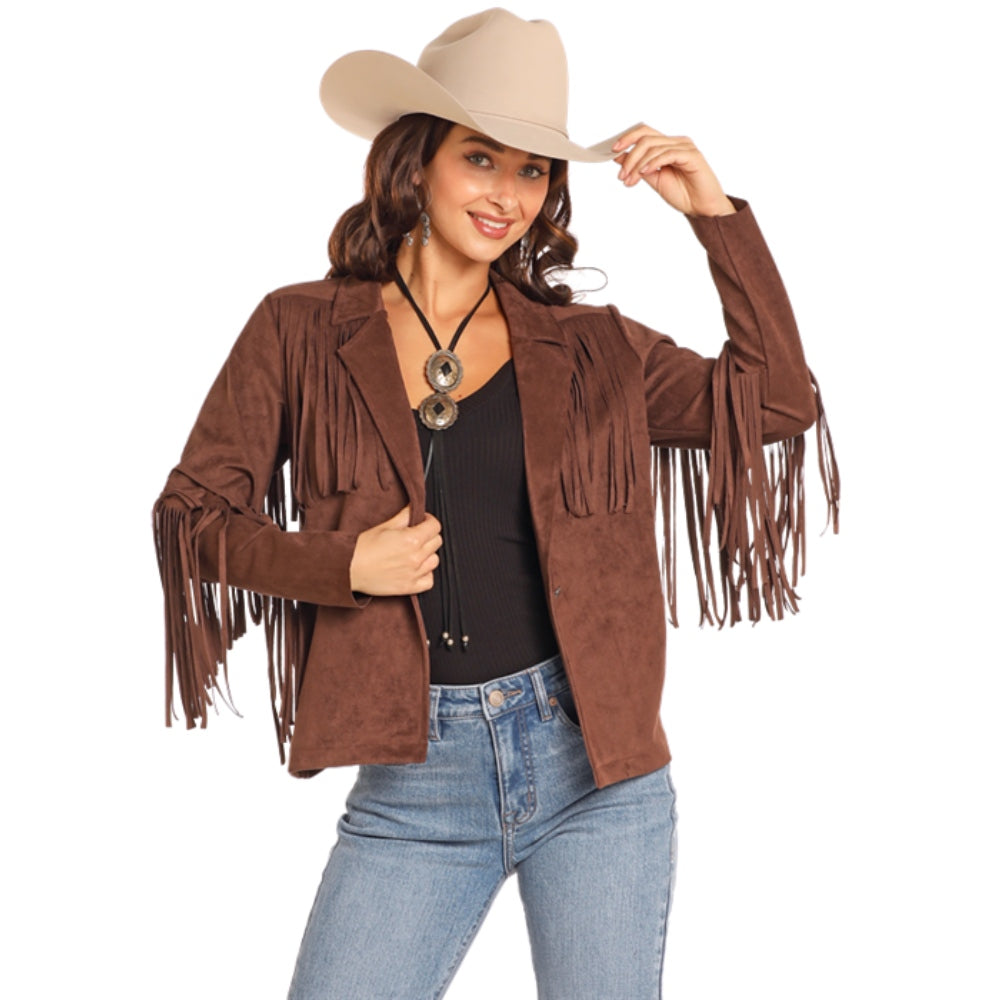 Rock & Roll Womens Brown Fringe Jacket