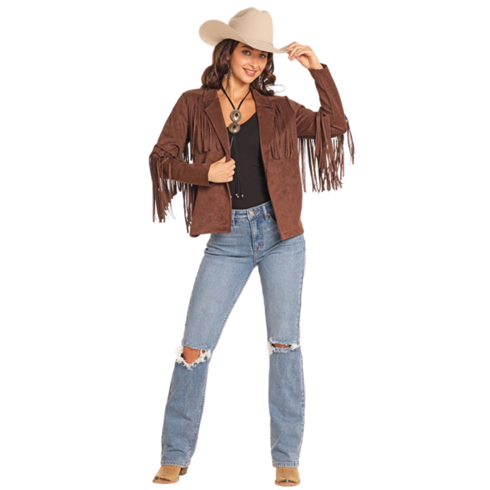 Rock & Roll Womens Brown Fringe Jacket