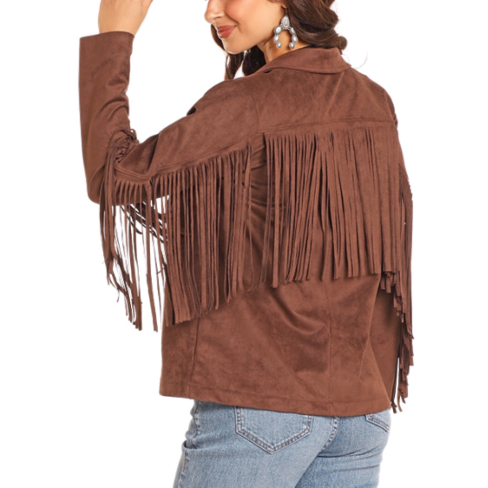 Rock & Roll Womens Brown Fringe Jacket