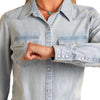 Rock & Roll Womens Denim Snap Shirt Light Wash - BWN2S03701-45