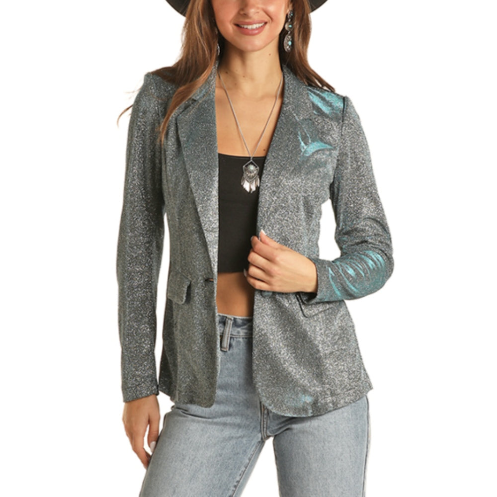 Rock & Roll Womens Shimmering Glittered Blazer