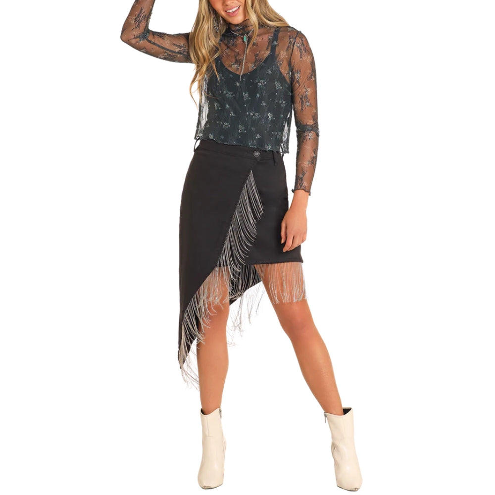 Rock & Roll Womens West Desperado Fringe Skirt