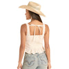 Rock & Roll Womens White Eyelet Inset Blouse Cream - BW20T08773-12