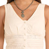 Rock & Roll Womens White Eyelet Inset Blouse Cream - BW20T08773-12