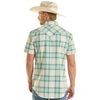 Rock & Roll Yarn Dye Plaid Short Sleeve Snap Shirt Teal - BMN3S08651-81